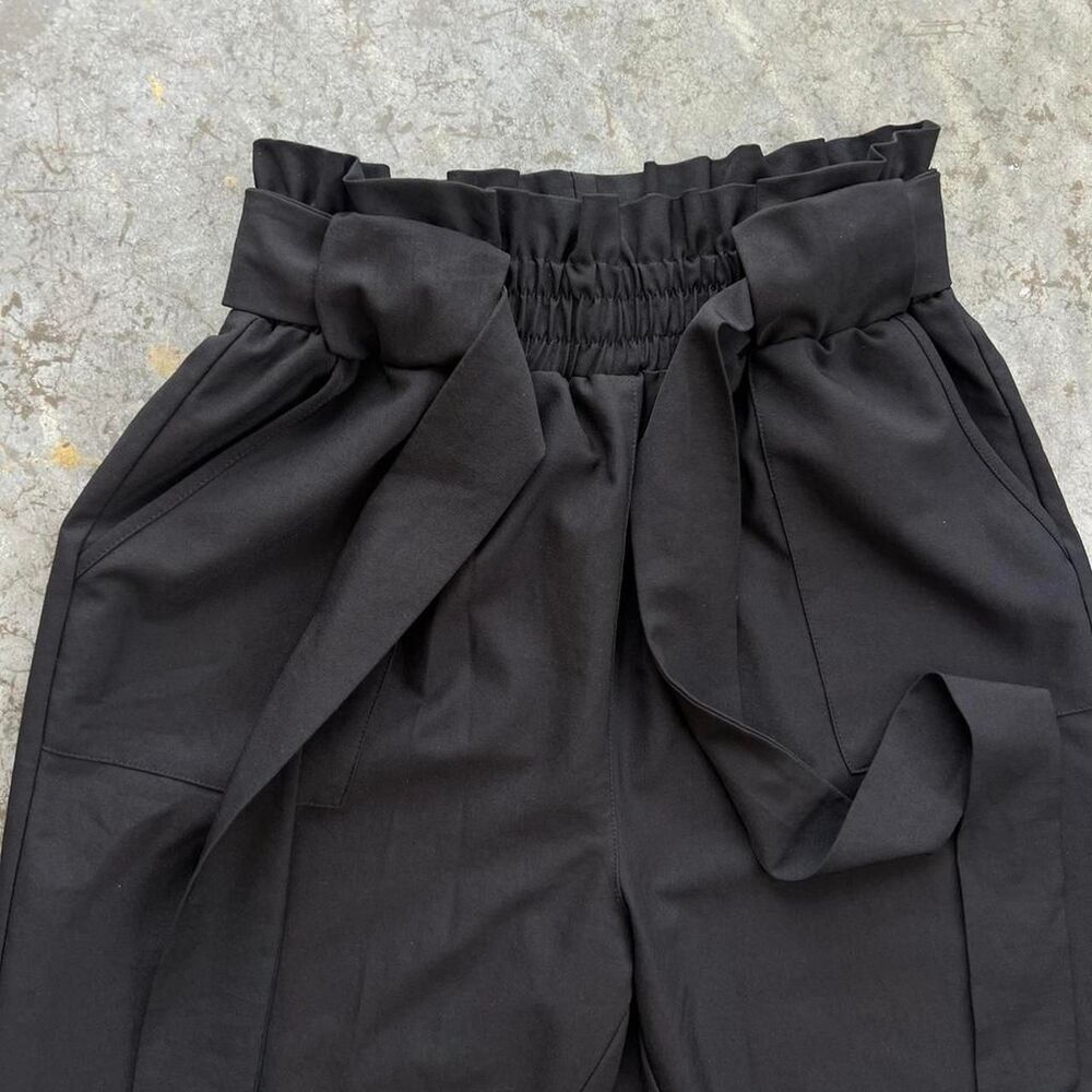 Grace Karin Black Paper Bag Pants Stretchy Elastic Waist Trousers Women's Medium - Picture 5 of 11